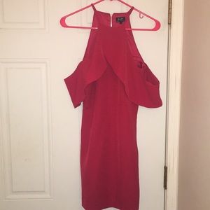 Bardot red off shoulder fitted mini dress. Size XS